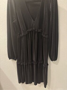 Emma & Michele Black Long Sleeve Ruffle Tiered Dress